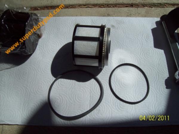 Diesel fuel filter and components.