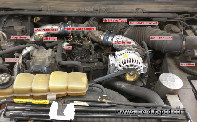 engine compartment component identification Ford F250 F350